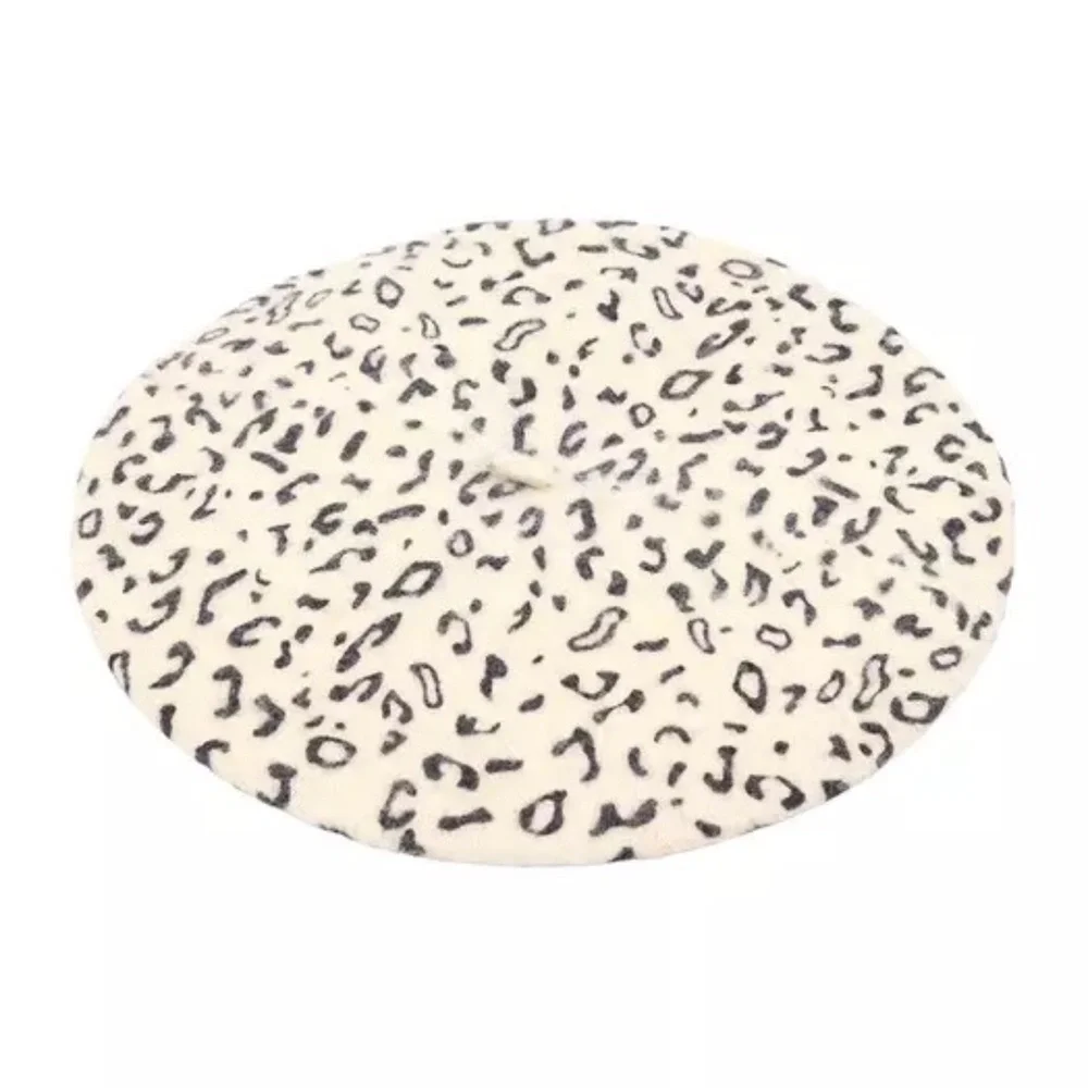 Riah Fashion's Beret Hat Cream w/Black - One Size
